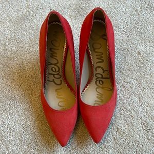 Sam Edelman red suede women’s pointed toe heels